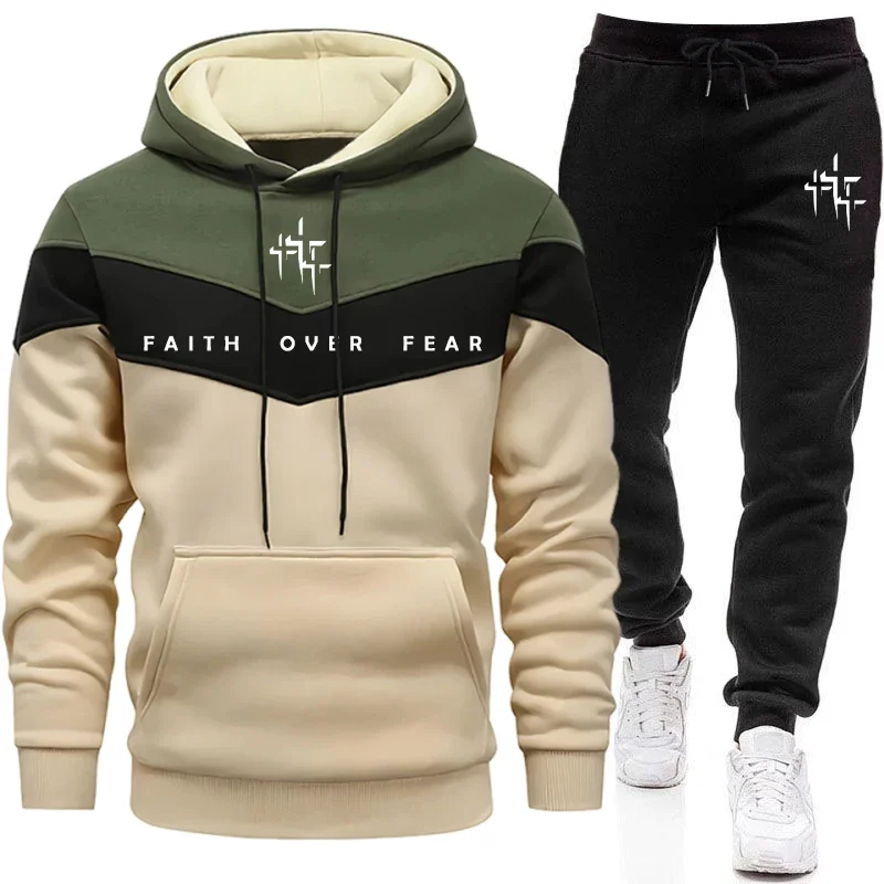 Faith Over Fear 남성용 트랙수트 후드 티셔 - Joggers Pants 리뷰 및 가격