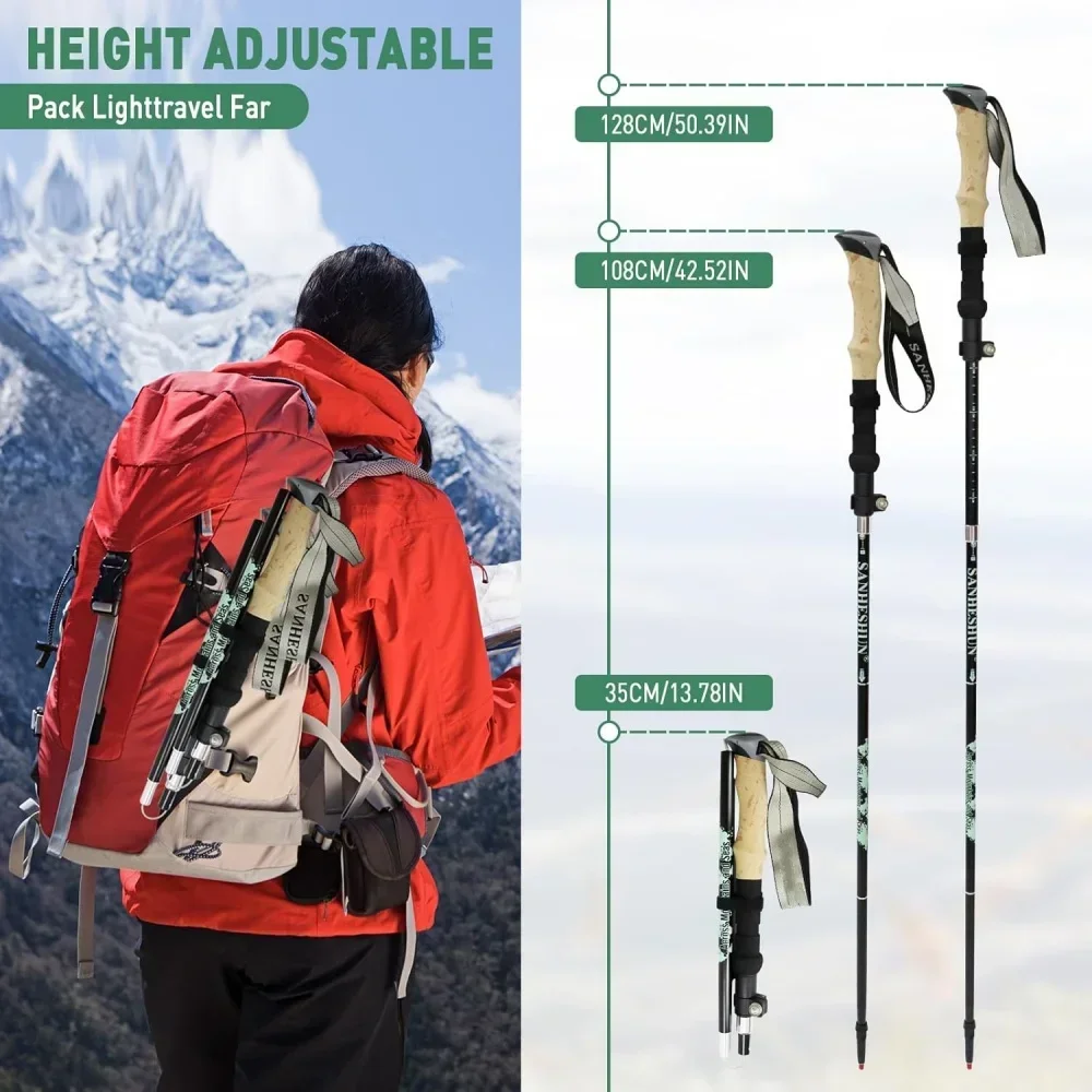 2팩 경량 접이식 트레킹 폴 세트 알루미늄 충격 방지  - Trekking Pole Carbon 리뷰 및 가격
