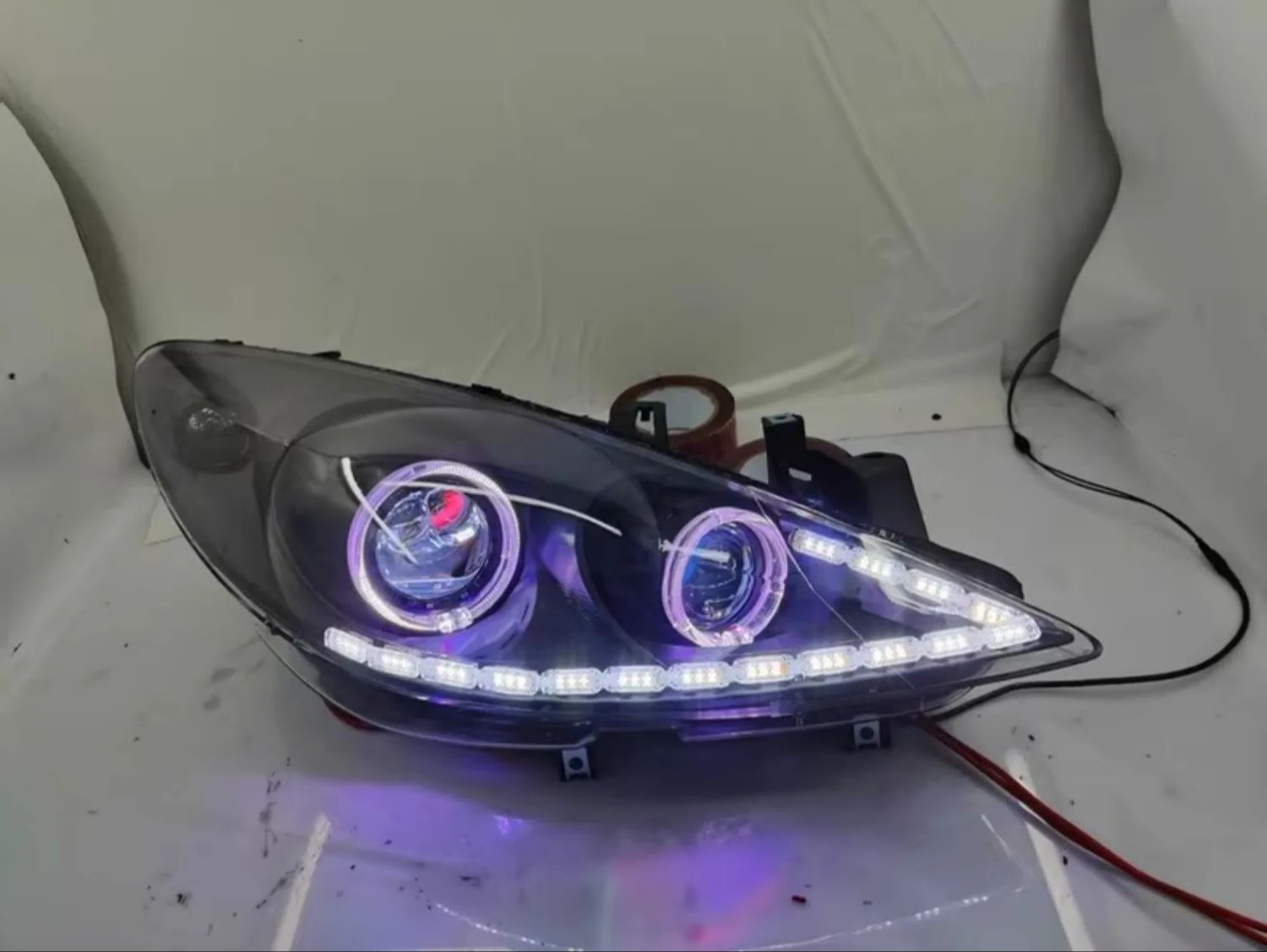 푸조 307용 LED 듀얼 빔 렌즈 헤드라이트 엔젤 아 - Running Headlamp 리뷰 및 가격
